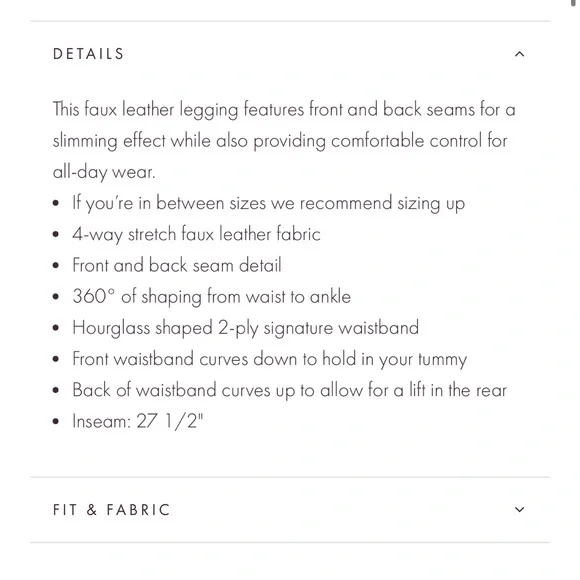 Yummie faux leather legging front & back seams 2X XXL new - Picture 5 of 6